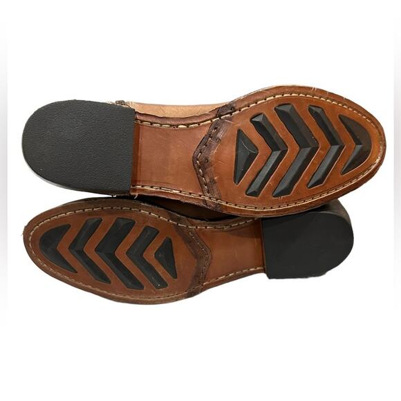 SAKS FIfth avenue Paris Brown leather booties 1” heel double zippers size 8 - Picture 2 of 7